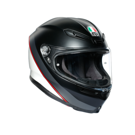 Casco AGV K6 MINIMAL PURE - Nero opaco/Bianco/Rosso